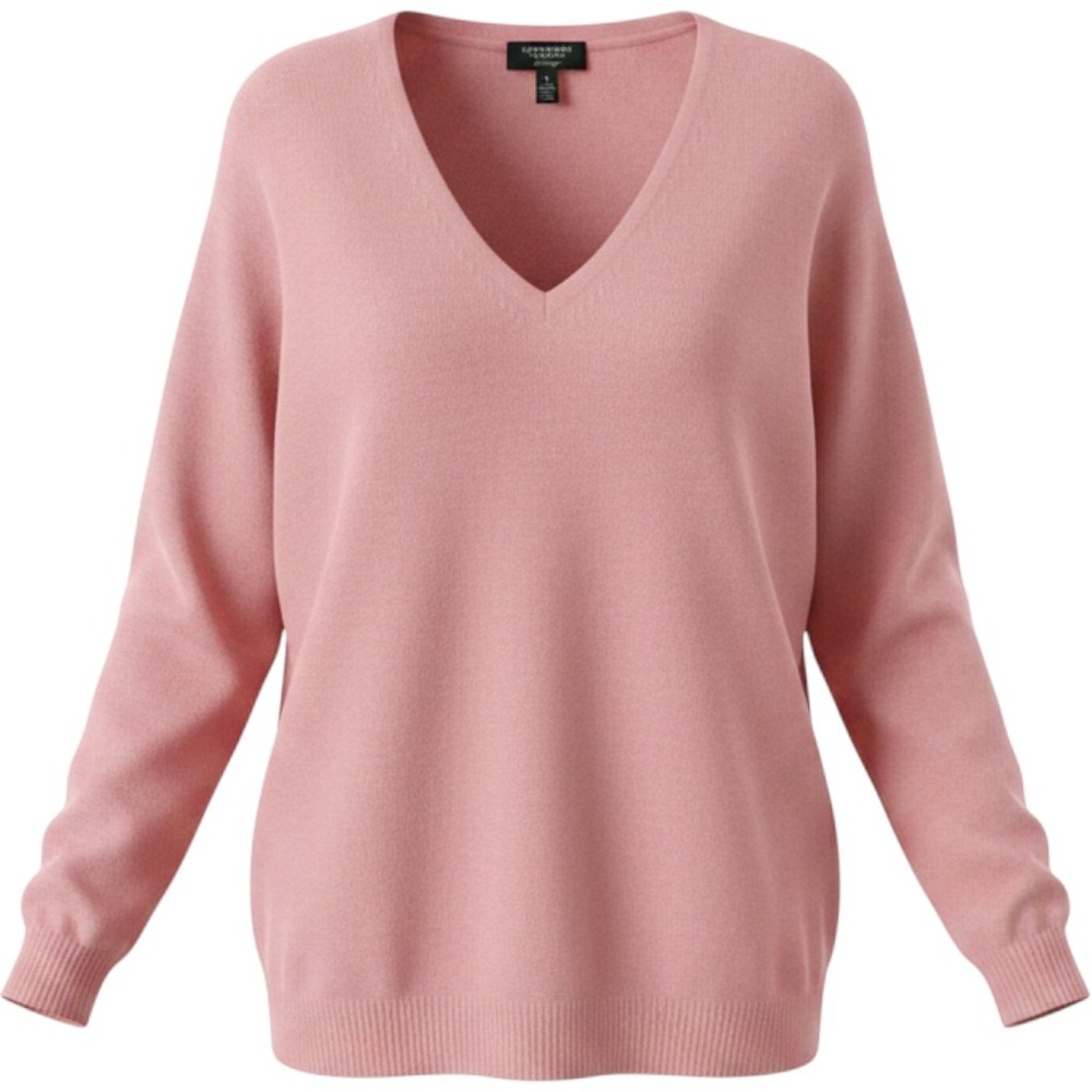 Charter Club Womens 100% Cashmere Sweater XL Pink V-Neck Long Sleeve Luxury